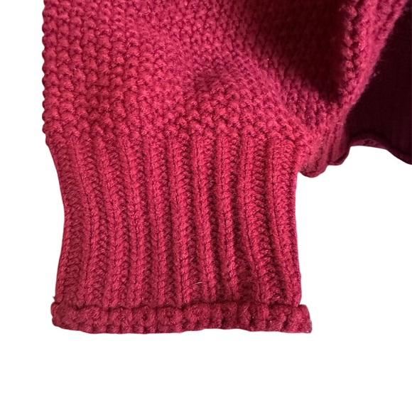 Maroon Red Mock Neck Heavy Knit XL Sweater - Picture 3 of 7